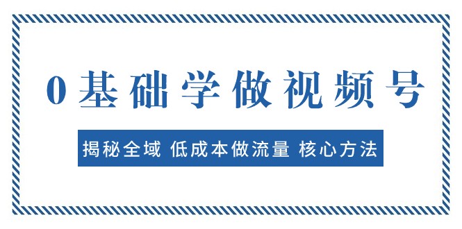 0基础视频号运营指南：揭秘全域流量获取与变现策略，快速爆款打造与盈利-网赚项目资源库