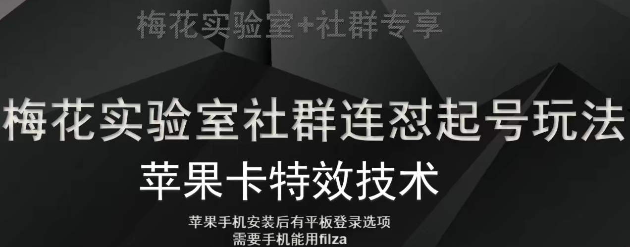 梅花实验室社群视频号连怼起号玩法，最新苹果卡特效技术-网赚项目资源库