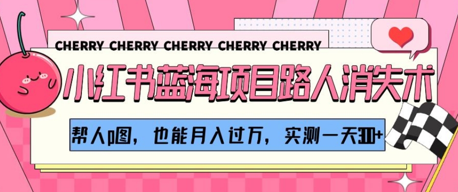 小红书蓝海项目：路人消失术，月入过万的P图秘诀，揭秘一天300+收益-网赚项目资源库