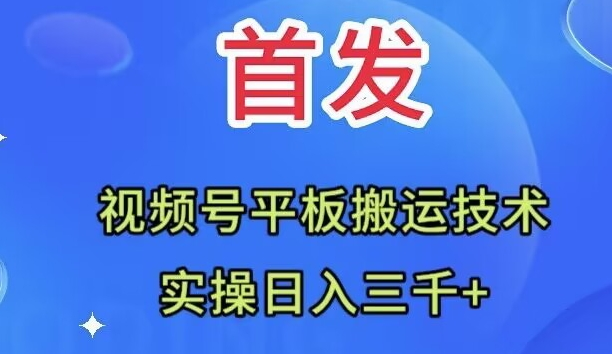 全网首发:视频号平板搬运技巧,日入三千+实操指南-网赚项目资源库