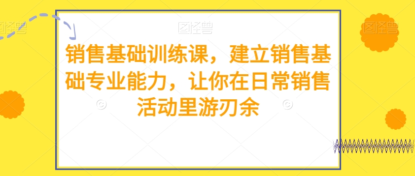 销售基础训练课程：打造专业销售能力，提升日常销售表现-网赚项目资源库