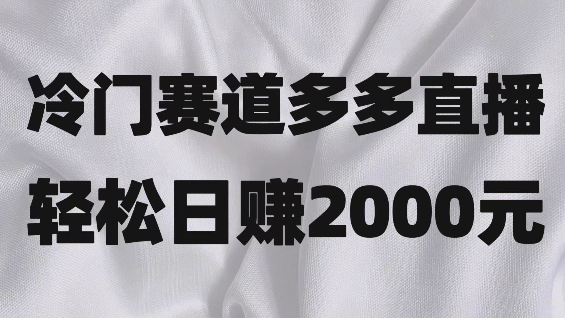 拼多多直播项目:日收益2000+,冷门赛道轻松赚钱-网赚项目资源库