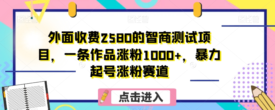 揭秘：2580元智商测试项目，作品涨粉1000+，暴力起号涨粉技巧-网赚项目资源库