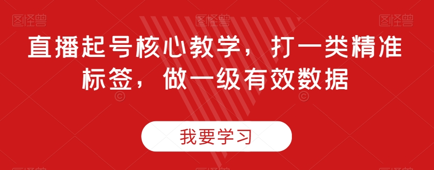 直播起号核心教学：精准标签与一级有效数据策略-网赚项目资源库