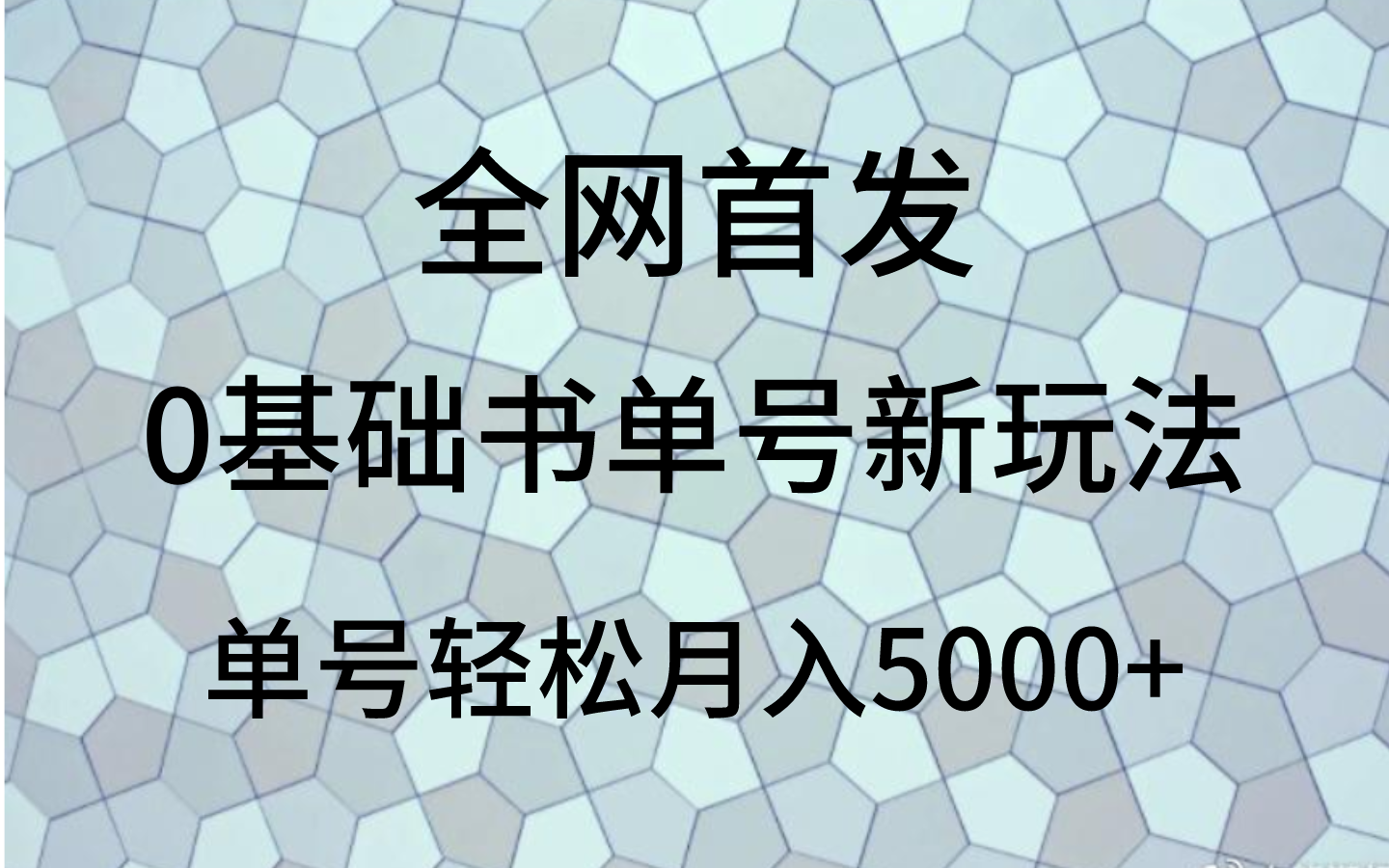 0基础书单号新玩法：简单操作，月入5000+-网赚项目资源库