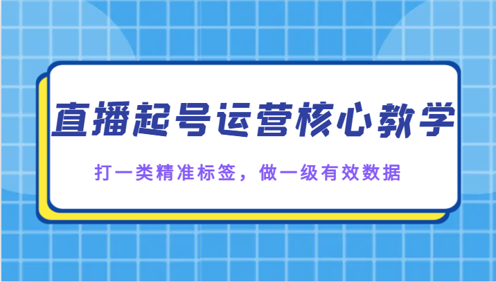 直播起号运营核心教学：精准标签与一级有效数据-网赚项目资源库