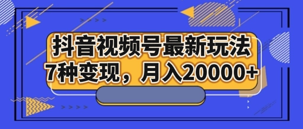 抖音视频号最新变现技巧：月入20000+的7种方法-网赚项目资源库