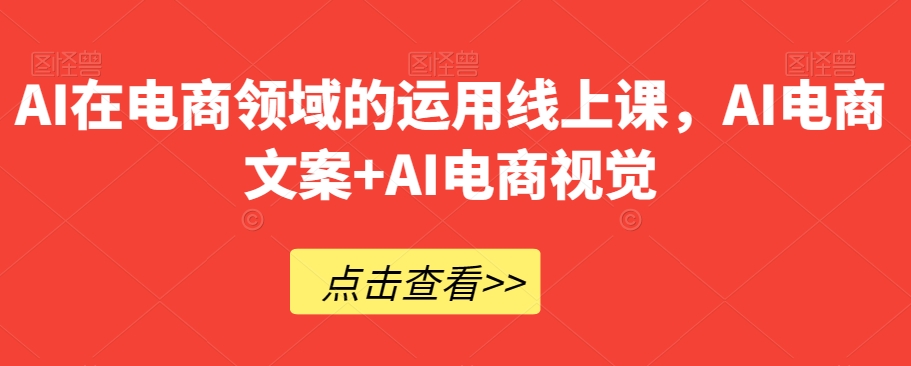 AI电商课程:AI文案与视觉在电商领域的应用-网赚项目资源库