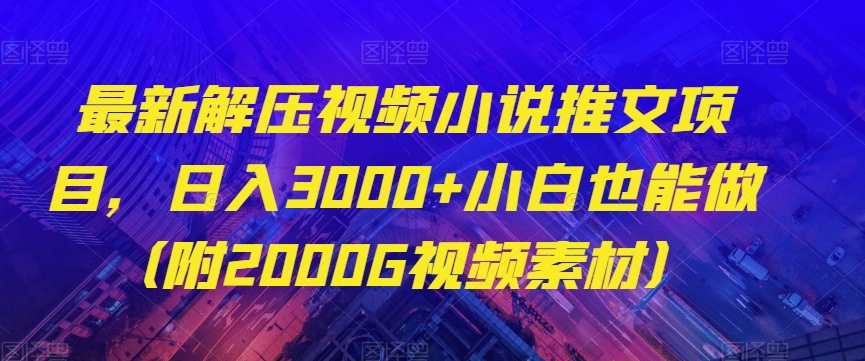 最新解压视频小说推文项目，日入3000+小白也能做（附2000G视频素材）【揭秘】-网赚项目资源库