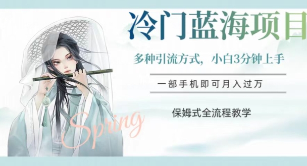 揭秘：简单操作的冷门蓝海项目，小白3分钟上手，多种引流方法保姆式教学-网赚项目资源库