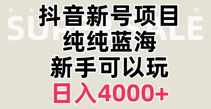 抖音新账号日入4000+:蓝海赛道揭秘-网赚项目资源库