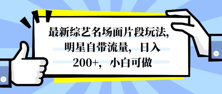 最新综艺名场面玩法揭秘：明星效应，日入200+，小白也能轻松上手-网赚项目资源库