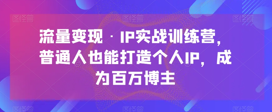 流量变现与IP实战训练营：普通人打造百万博主之路-网赚项目资源库