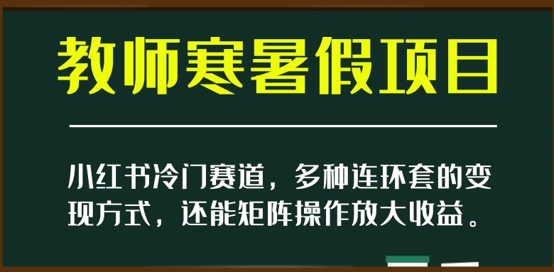 小红书冷门赛道：教师寒暑假项目，揭秘多种变现方式及矩阵操作放大收益-网赚项目资源库