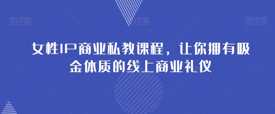女性IP商业私教课程：掌握线上商业礼仪，提升吸金能力-网赚项目资源库