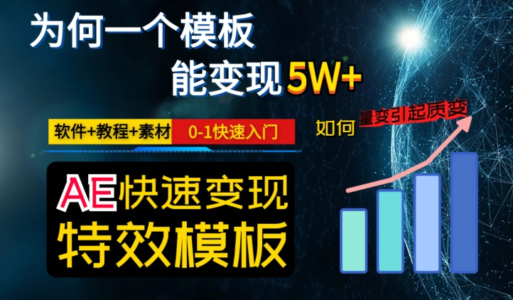 AE视频特效模板变现教程：月入3-5W，0基础快速入门，软件+教程+素材-网赚项目资源库