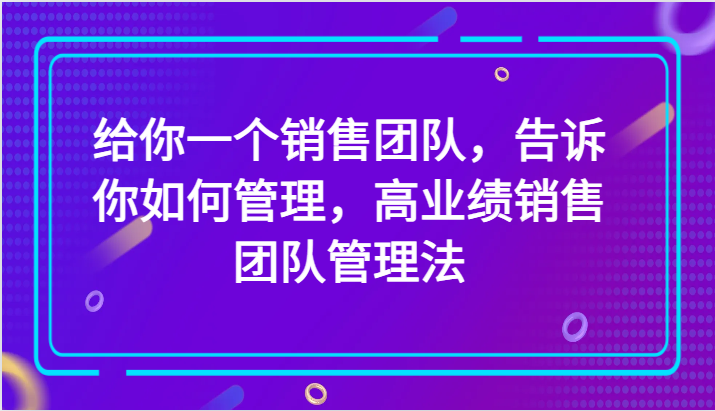 高业绩销售团队管理法：89节课教你如何打造高效销售团队-网赚项目资源库