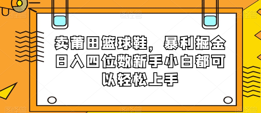 揭秘：莆田篮球鞋暴利销售，新手小白轻松日入四位数-网赚项目资源库