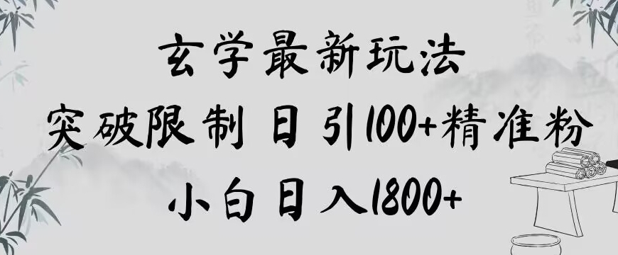 揭秘：玄学新玩法，日引100+精准粉，小白日入1800+-网赚项目资源库