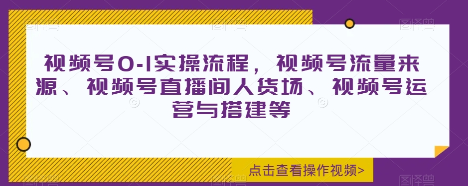 视频号运营全攻略：流量来源、直播间打造与运营技巧-网赚项目资源库