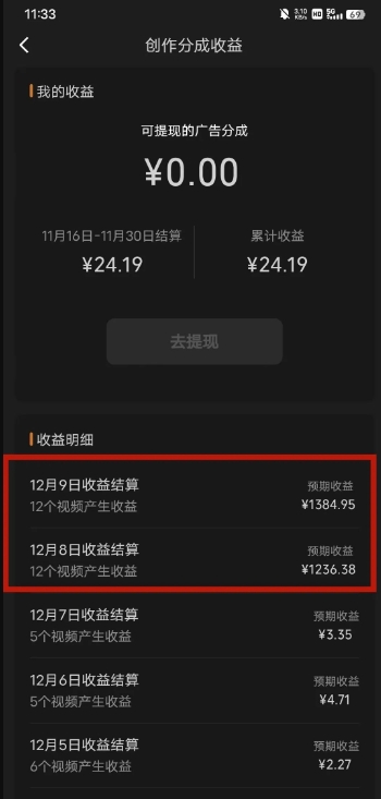 最新撸视频号作创者益收课程，测通了视频号分成计划，一天百来块