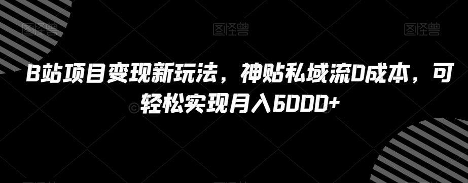 B站项目变现新策略：0成本私域流量，轻松月入6000+【揭秘】-网赚项目资源库