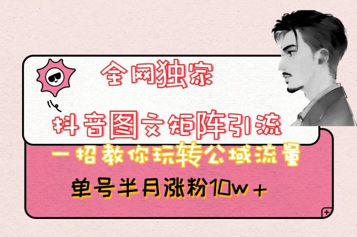 全网独家揭秘：抖音图文矩阵引流技巧，单号半月涨粉10w+【揭秘】-网赚项目资源库