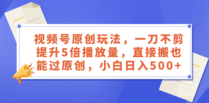 视频号原创内容提升播放量技巧：一刀不剪，日入500+-网赚项目资源库