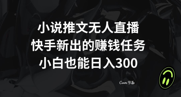 快手无人直播小说推文:新手日赚300+,揭秘赚钱新任务-网赚项目资源库