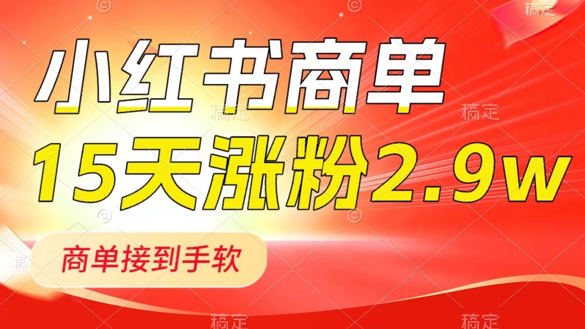 小红书商单快速吸粉技巧：新号15天2.9万粉丝，轻松接单，高效笔记发布-网赚项目资源库