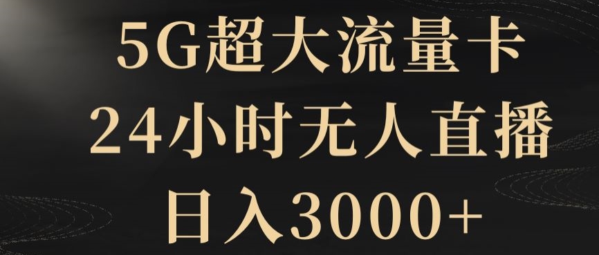 揭秘：5G超大流量卡，24小时无人直播，日入3000+-网赚项目资源库