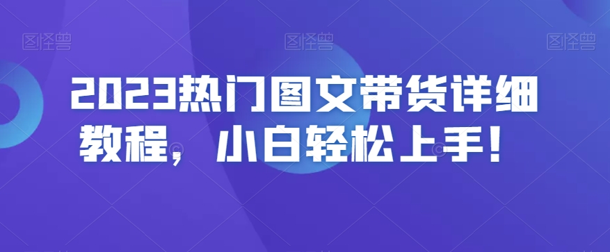 2023年热门图文带货教程，新手轻松上手！-网赚项目资源库