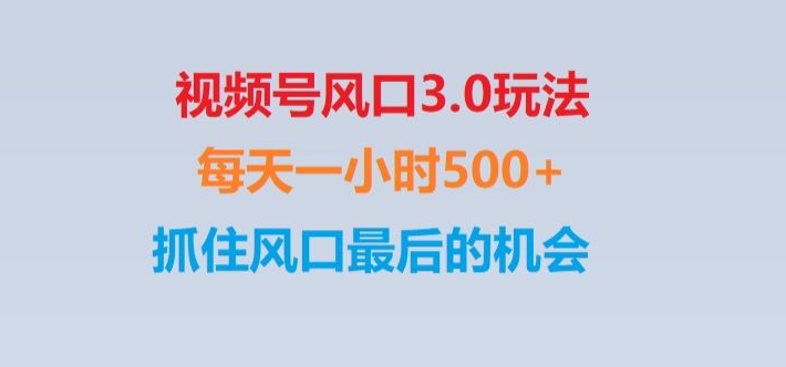 视频号风口3.0：单日收益破千，保姆级教程揭秘，抓住最后机会-网赚项目资源库
