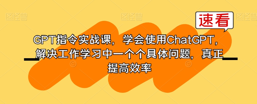 GPT指令实战课：掌握ChatGPT技巧，提升工作效率与问题解决能力-网赚项目资源库
