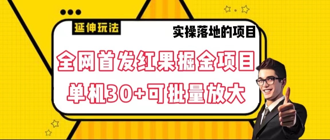 全网首发红果掘金项目，简单操作单机30+可批量放大-网赚项目资源库