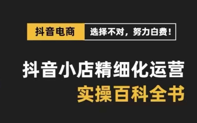 抖音小店精细化运营指南：保姆级实操教程-网赚项目资源库