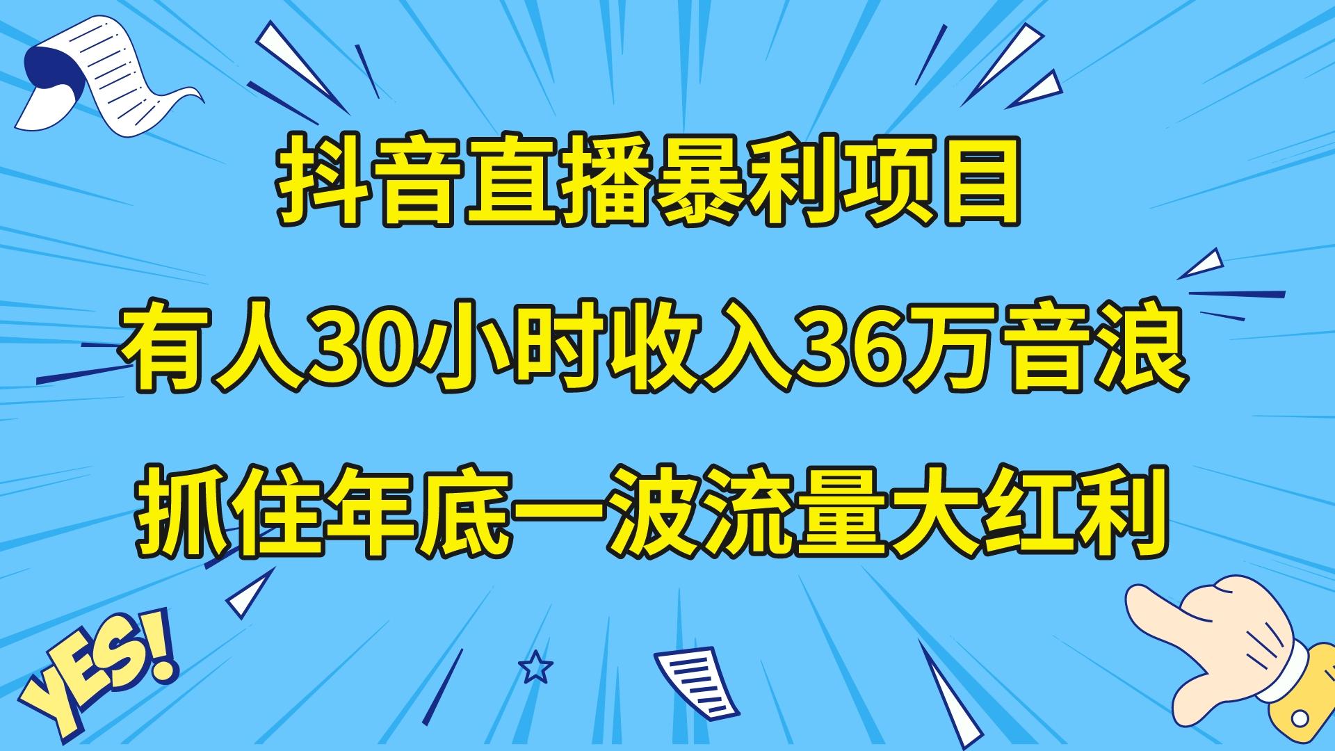 抖音直播暴利项目揭秘：30小时收入36万音浪，公司宣传片年会视频制作等-网赚项目资源库