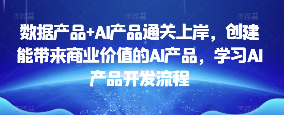 AI产品开发与数据产品结合,助力商业价值实现-网赚项目资源库