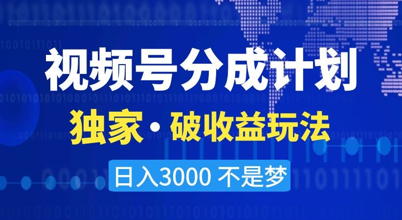 视频号收益翻倍攻略：独家揭秘，日入3000不是梦【揭秘】-网赚项目资源库