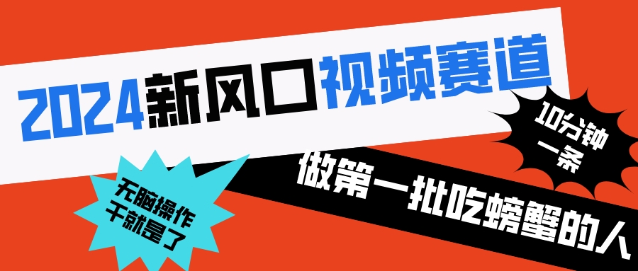 2024年视频赛道新机遇：成为第一批抓住风口的创作者，10分钟产出一条原创视频，小白也能轻松上手！-网赚项目资源库