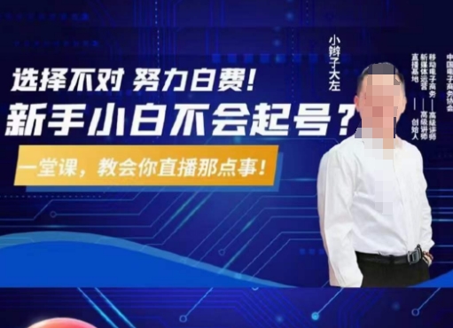 大左直播带货课程：从0到1，5小时解决起号难题-网赚项目资源库