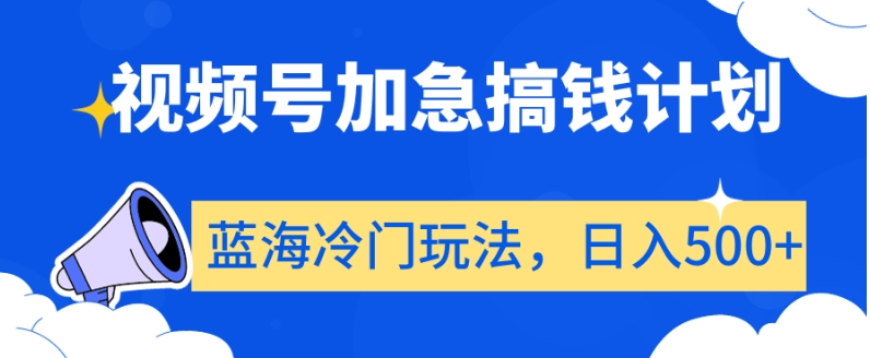 视频号日赚500+秘籍：揭秘蓝海冷门赚钱法-网赚项目资源库