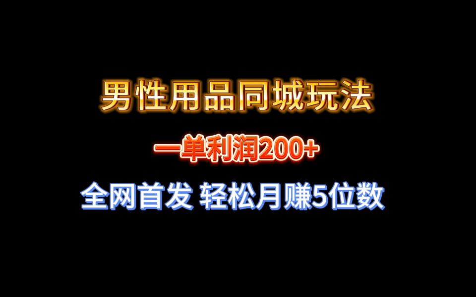 全网独家揭秘：男性用品同城销售，月入5位数的轻松赚钱术-网赚项目资源库