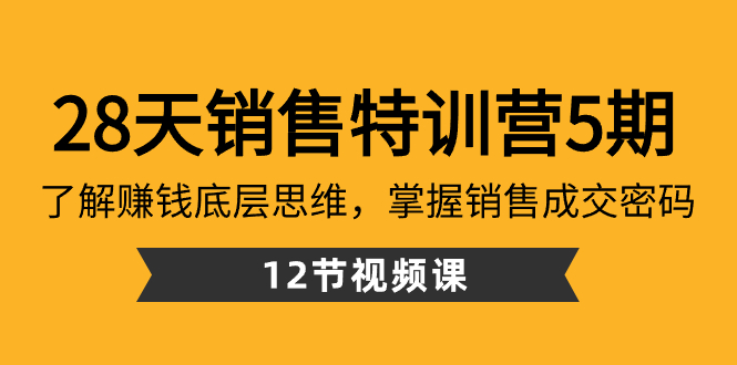 28天销售特训营5期：揭秘赚钱底层思维，掌握成交关键技巧（12节课程）-网赚项目资源库