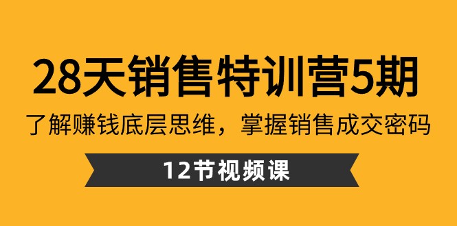 28天销售特训营5期：揭秘赚钱底层思维，掌握成交关键技巧（12节课程）-网赚项目资源库