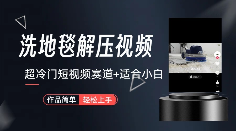 抖音热门解压视频：超简单地毯清洗教程-网赚项目资源库