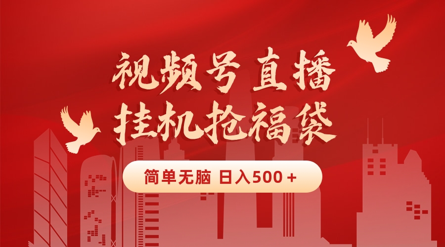 最新视频号直播挂机抢福袋项目，简单无脑，批量产出实物，轻松日入500+-网赚项目资源库