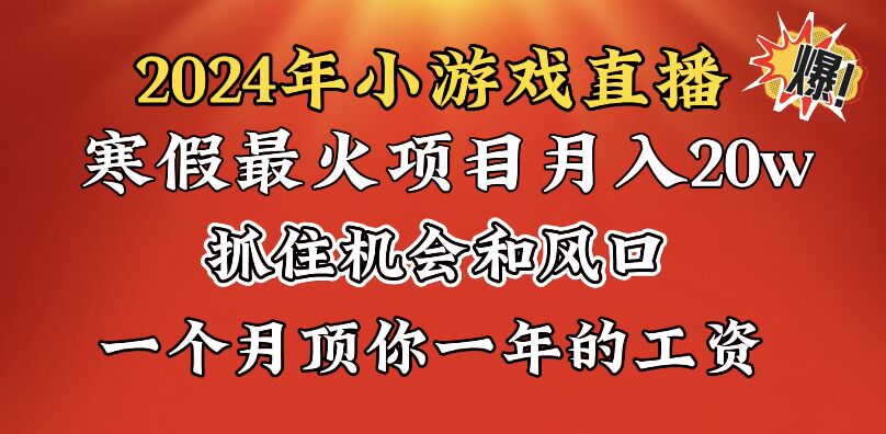 2024年寒假热门项目：小游戏直播月入20万+，掌握后翻身有望-网赚项目资源库