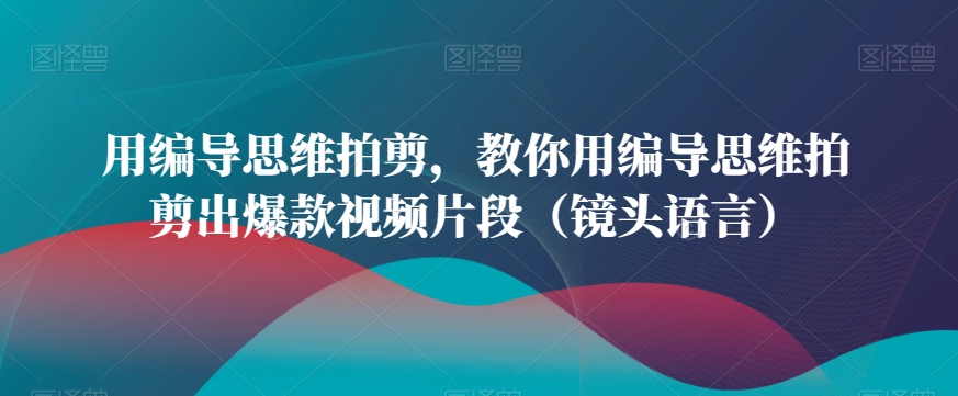 掌握编导技巧，打造爆款视频片段（镜头语言）-网赚项目资源库