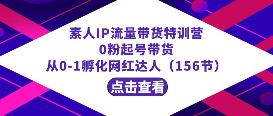 繁星·素人IP流量带货特训营：0粉丝起号带货，从0到1孵化网红达人（156节）-网赚项目资源库